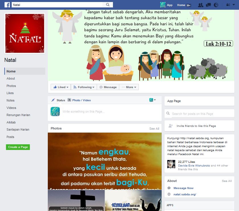 Pelayanan Natal Digital melalui Fanpage Natal