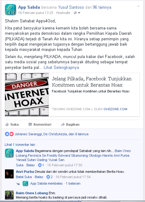 Diskusi Langkah Praktis Mendukung Pemberantasan Berita Hoax